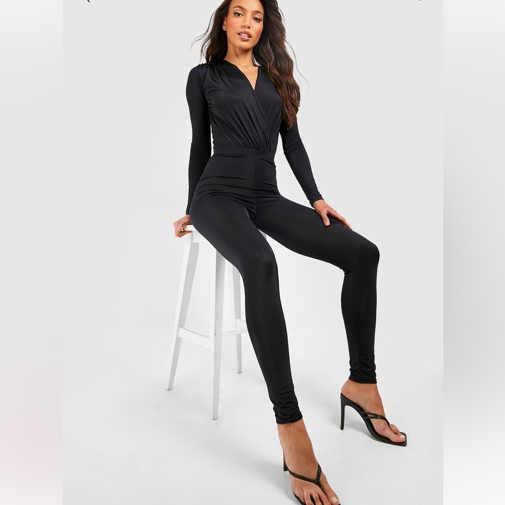 🆕 BOOHOO Black Tall Disco Leggings Women’s US10